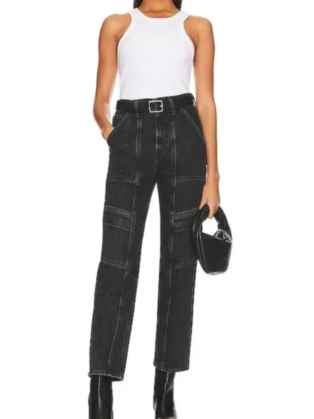 Agolde Women's Cooper Black Straight-Leg Jeans